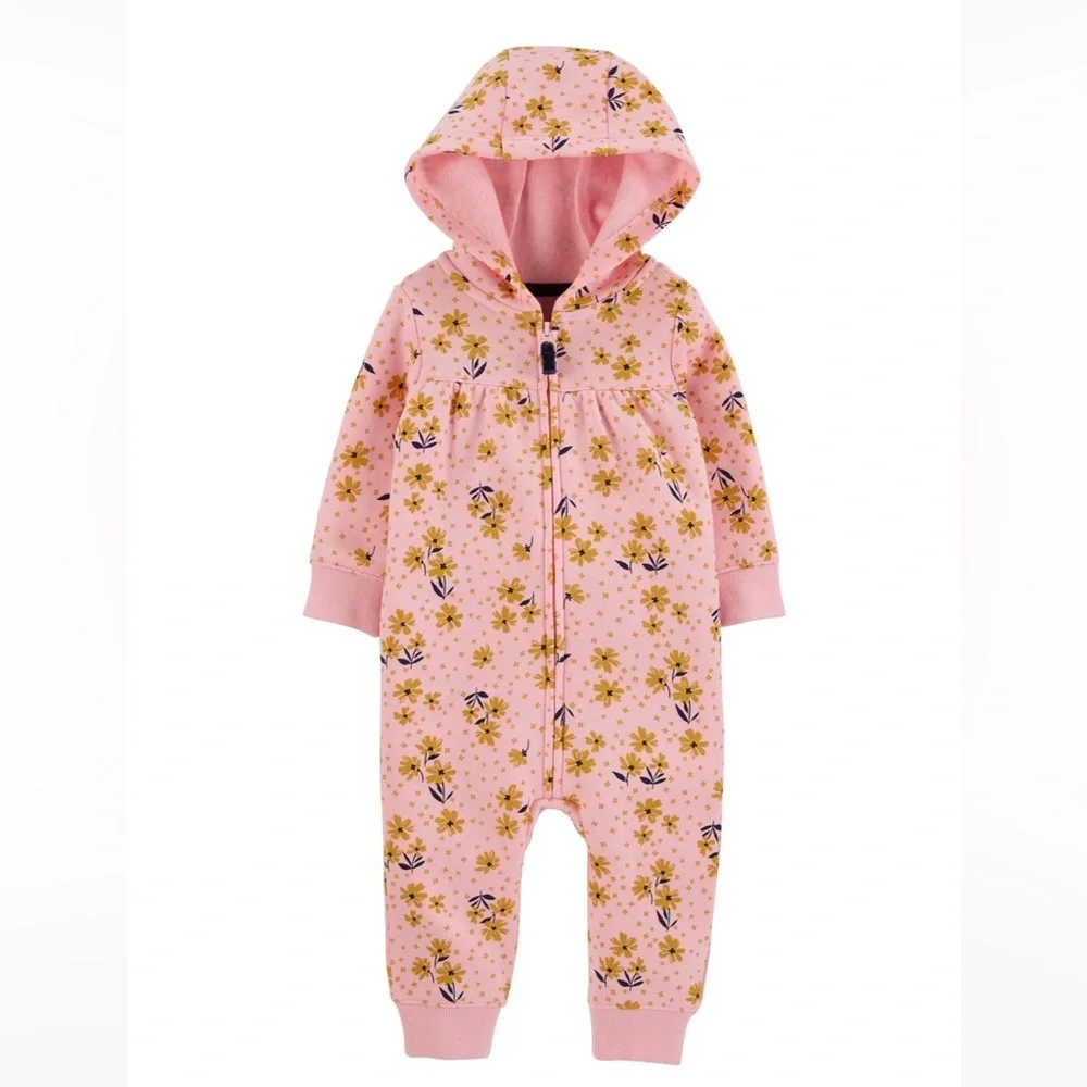 Carter’s Floral Zip up Fleece Jumpsuit of baby 12 mo GUC